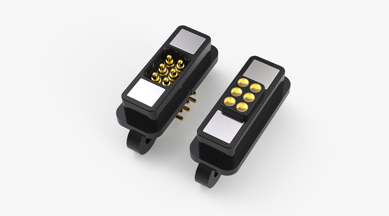 磁吸連接器 TK磁性系列：6PIN，電鍍黃銅Au5u，電壓5V，電流2A