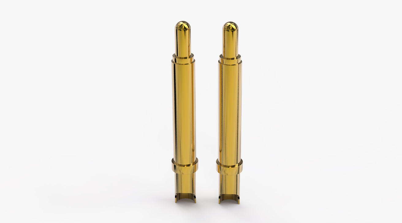 POGO PIN 焊線式：電鍍黃銅Au50u，電流3A，工作行程1.5mm:140±20gf，彈力50000次+，工作溫度-30°~85°