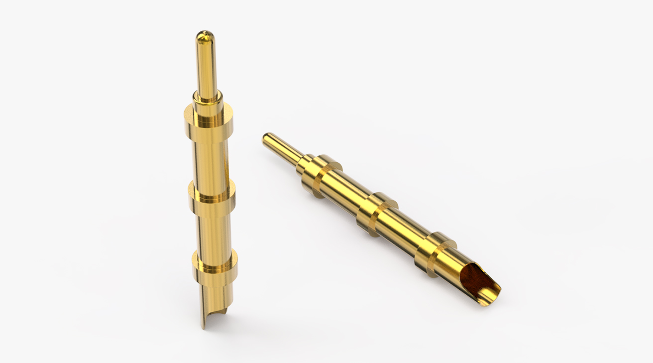 POGO PIN 焊線式：電鍍黃銅Au40u，電壓20V，電流1A，工作行程2.0mm:110±25gf，彈力20000次+，工作溫度-30°~85°