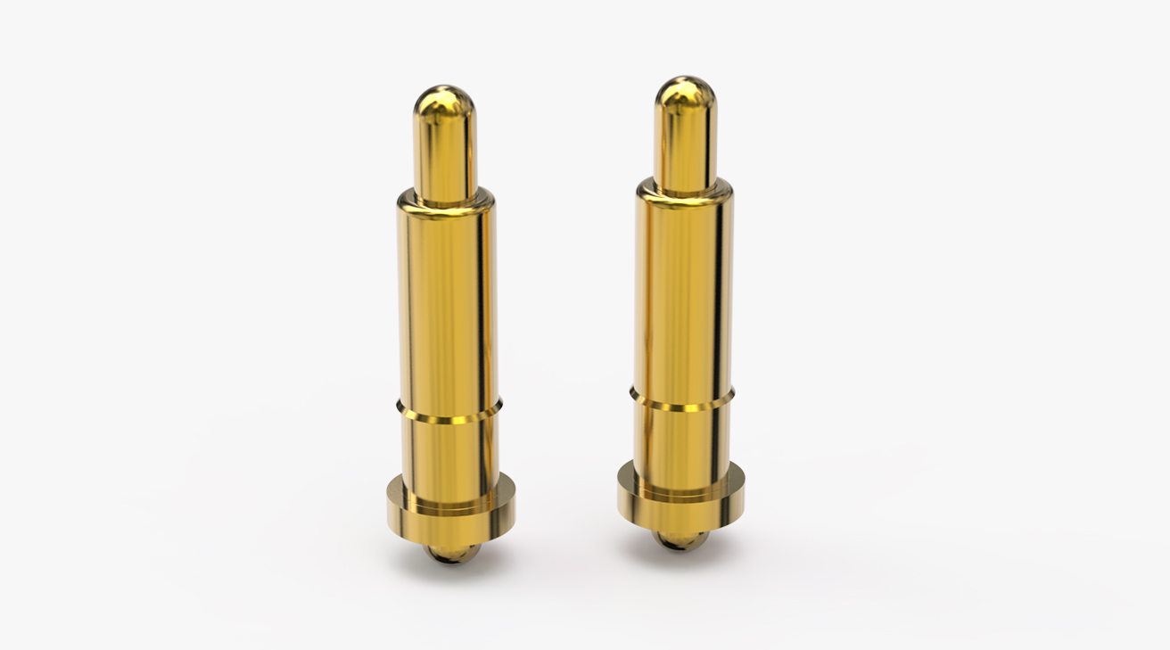 POGO PIN 雙頭式：電鍍黃銅Au1u，電壓12V，電流1A，彈力10000次+，工作溫度-40°~150°
